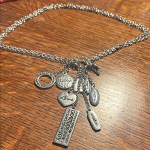 Silver Tone Inspirational Multi-Charm Necklace